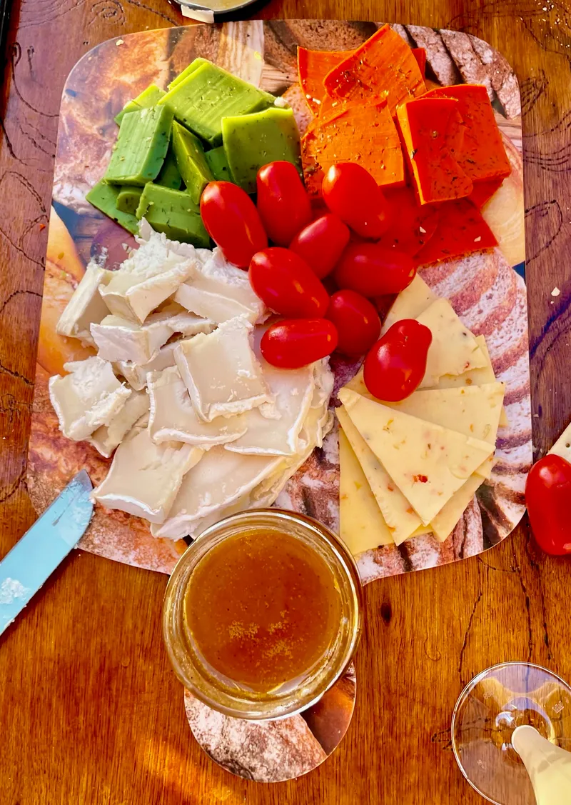 Cheese board on the deck table