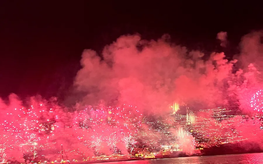 New Year fireworks over Funchal, seen from the sea
